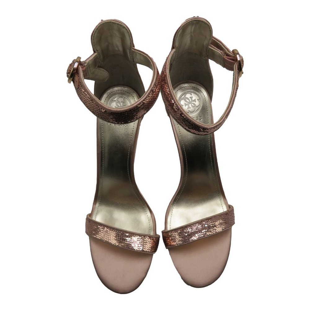 GUESS Pink Glitter Ankle-Strap Stiletto Sandals - Picture 4 of 6